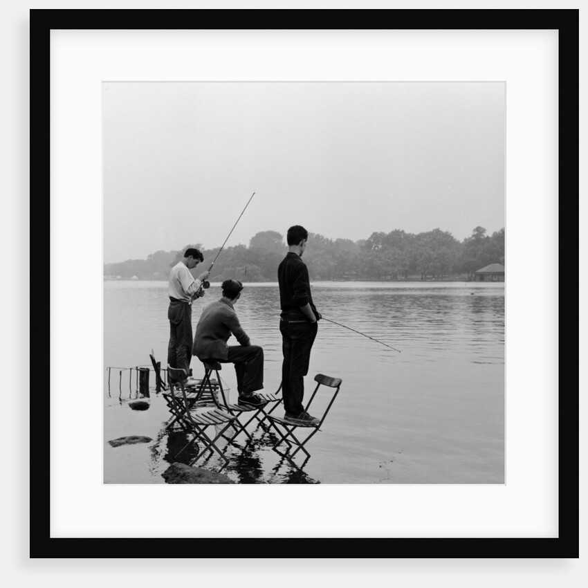 Boys fishing on the Serpentine in London's Hyde Park by Anonymous