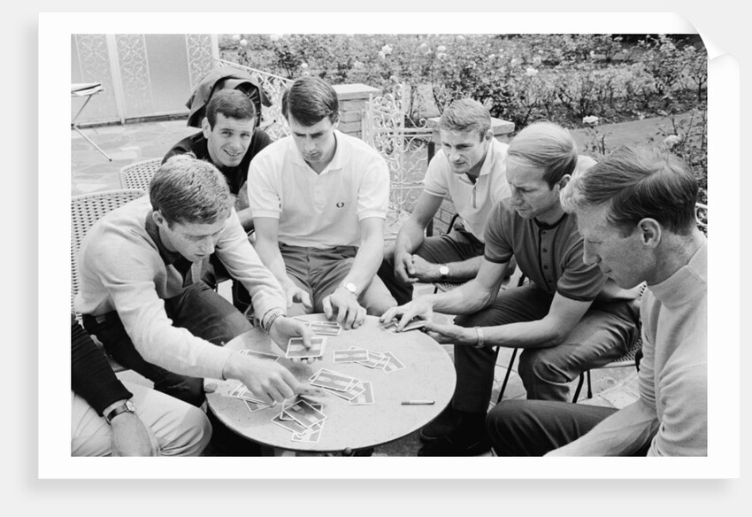 England players enjoy a game of cards at their base in Hendon during the 1966 World Cup tournament by Staff