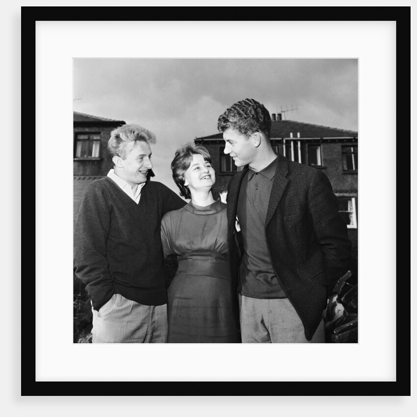 Denis Law with Huddersfield Town half back Gordon Low and his bride Brenda Normanton by John Varley