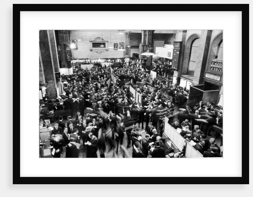 Busy scenes showing crowds of traders in a hurry at the London Stock Exchange by Reed