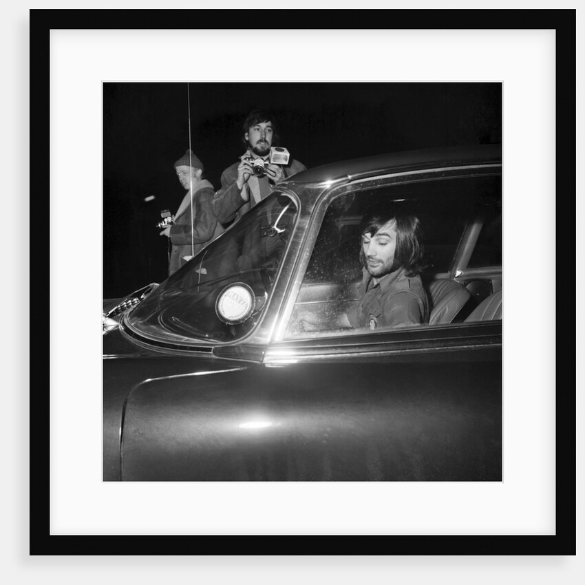 George Best arriving at Wilmslow station in his Jaguar to meet Carolyn Moore by Staff