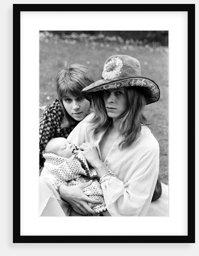 David Bowie with wife Angie and three week old son Zowie by Ron Burton