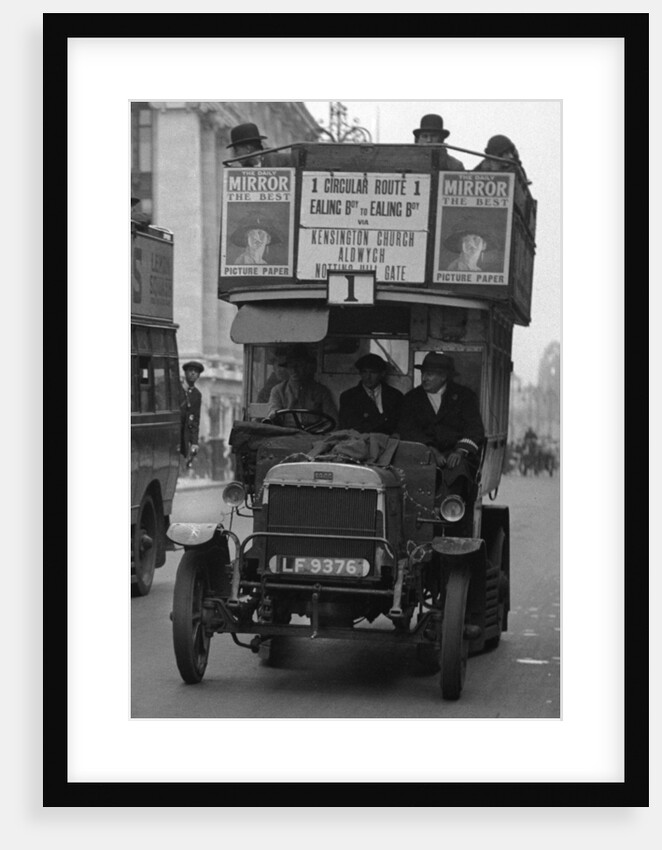 Buses driven by volunteers in Oxford Street during the 10th day of the General Strike by Staff