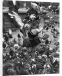 Young girl surrounded by hungry pigeons by Anonymous