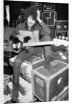 Phil Lynott of Thin Lizzy during a recording session for the groups new album. by Andy Hosie