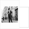 Phil Lynott in London, modelling clothes from Saville Row. 1983 by Mike Maloney
