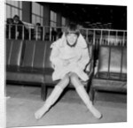 Mary Quant, at London Airport, on her way to Paris to go to a fancy dress ball. by Staff