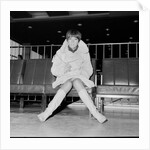 Mary Quant, at London Airport, on her way to Paris to go to a fancy dress ball. by Staff
