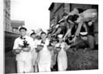 Navy cooks with Christmas puddings by Reg Lewis