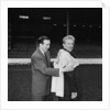 Manchester City new signing Denis Law with Ken Barnes trying his new shirt for size by Thomas
