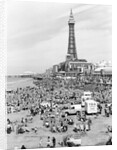 Blackpool Tower with people sitting on Blackpool Beach by Anonymous