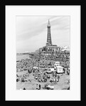 Blackpool Tower with people sitting on Blackpool Beach by Anonymous