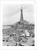 Blackpool Tower with people sitting on Blackpool Beach by Anonymous