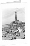 Blackpool Tower with people sitting on Blackpool Beach by Anonymous