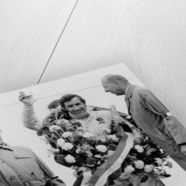 Jackie Stewart, celebrating victory at The Dutch Grand Prix, Zandvoort, 1968 by Unknown