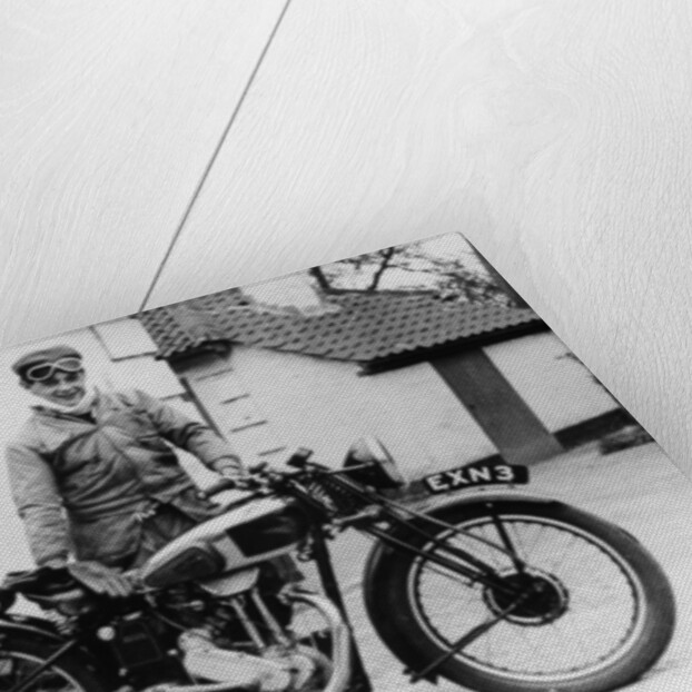 Donald Campbell outside a garage at Headley Grove, Surrey, 1938 by Unknown