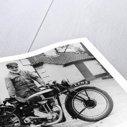 Donald Campbell outside a garage at Headley Grove, Surrey, 1938 by Unknown