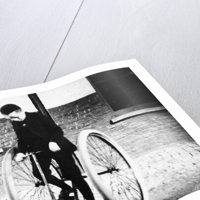 Johnny Dunlop riding his tricycle with rubber tyres, 1888 by Unknown