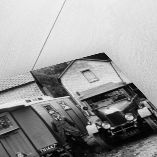Family group with a 1925 Morris Oxford 14/28 and caravan, (Eccles, c1926?) by Unknown