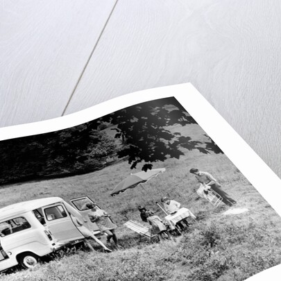 Family group with a 1968 Ford Explorer Camper van, (1968?) by Unknown