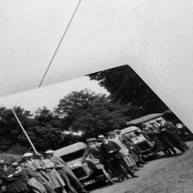 Group of people and cars on a country road, (c1930s?) by Unknown