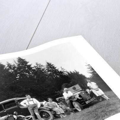 A group of people on an outing with their cars, c1929-c1930 by Unknown