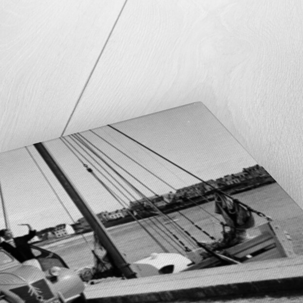 A Citroën 2CV on the quay at a harbour, c1957 by Unknown