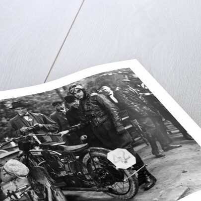 Karl Burlage having his Norton bike weighed for a TT competition by Unknown