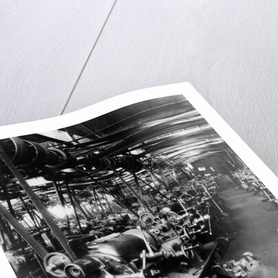 Interior of the Norton factory, showing the production line, 1929 by Unknown