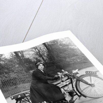 A woman on a Douglas motorbike by Anonymous