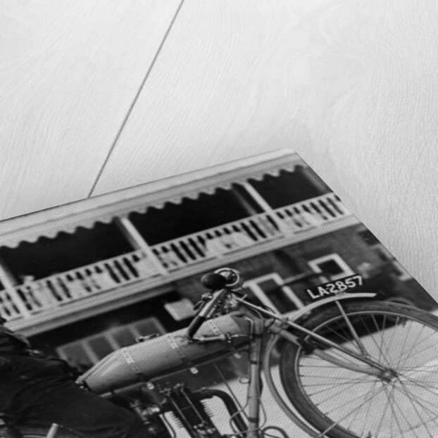 Syd Justien Tessier, on a 1910 Bat 3.5 Litre bike, (1910?) by Unknown