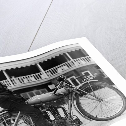 Syd Justien Tessier, on a 1910 Bat 3.5 Litre bike, (1910?) by Unknown