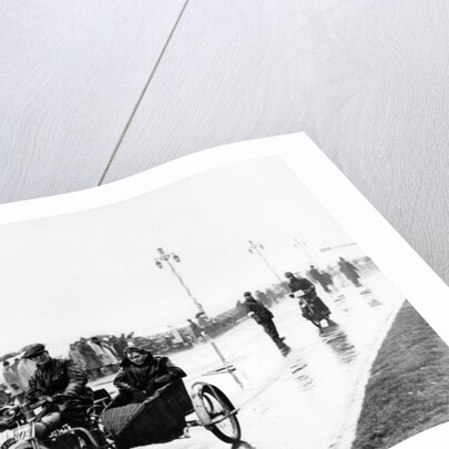 A Bat motorbike and sidecar taking part in the Pioneer Run, Brighton, 1913 by Unknown
