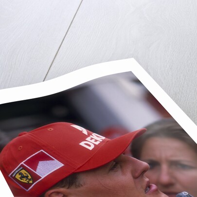 Michael Schumacher being interviewed, British Grand Prix, Silverstone, Northamptonshire, 1997 by Unknown