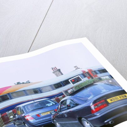 Traffic queue at level crossing in Brockenhurst, Hampshire by Unknown