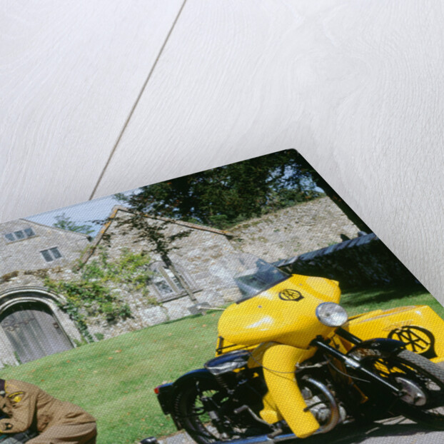 1960 BSA M21 AA Combination motorcycle with 1948 Morris Minor by Unknown