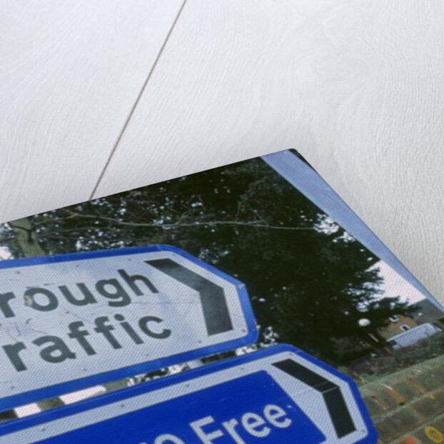 Road sign with graffiti by Unknown