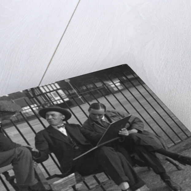 Henry Segrave, and Malcolm Campbell, with motoring artist Frederick Gordon Crosby, Brooklands by Bill Brunell
