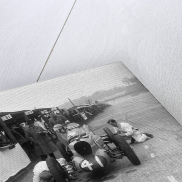 Mechanics working on the MG of Doreen Evans, JCC International Trophy, Brooklands, 1936 by Bill Brunell