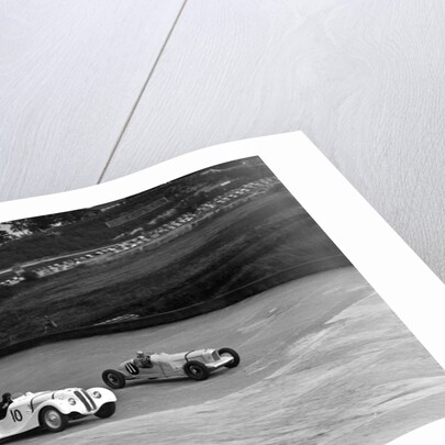 MG K3, Frazer-Nash BMW and Alvis cars racing at Brooklands by Bill Brunell