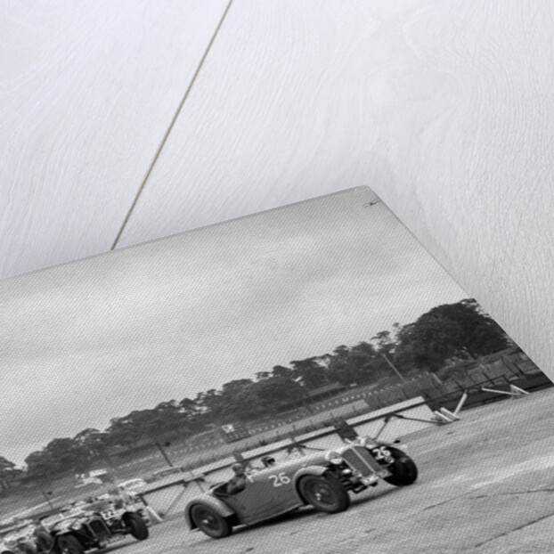 Cars racing through the chicane, JCC Members Day, Brooklands, 8 July 1939 by Bill Brunell