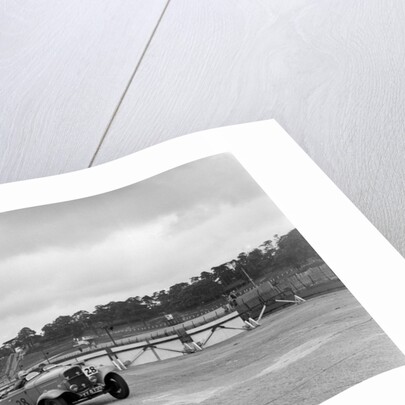 J Cleland's Ford V8 and JH Barker's Riley Lynx at the chicane, JCC Members Day, Brooklands, 1939 by Bill Brunell