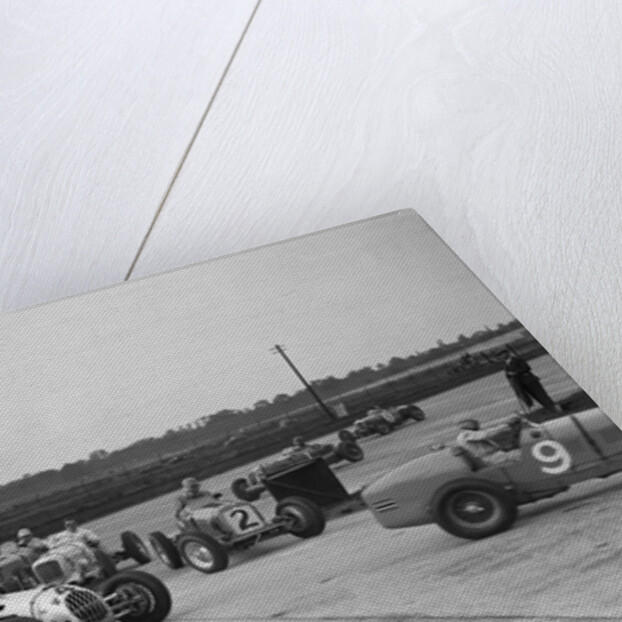 Cars racing at the BARC Meeting on the Campbell Circuit, Brooklands, 15 October 1938 by Bill Brunell