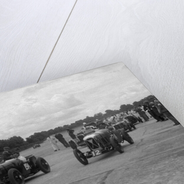 Aston Martins, Salmson and MG at the start of the LCC Relay GP, Brooklands, 25 July 1931 by Bill Brunell