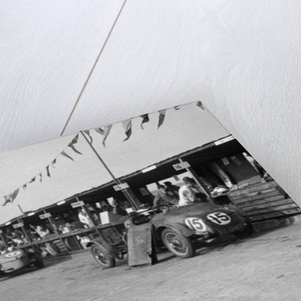 Talbot 105 and Lea-Francis cars in the pits at the JCC Double Twelve race, Brooklands, 8/9 May 1931 by Bill Brunell