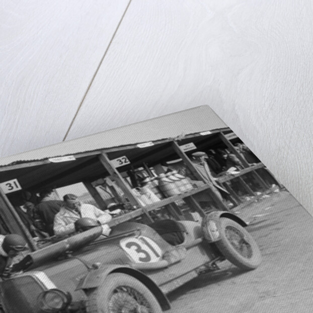 Clive Gallop and Leon Cushman's Aston Martin in the pits, JCC Double Twelve race, Brooklands, 1931 by Bill Brunell
