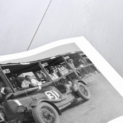 Clive Gallop and Leon Cushman's Aston Martin in the pits, JCC Double Twelve race, Brooklands, 1931 by Bill Brunell