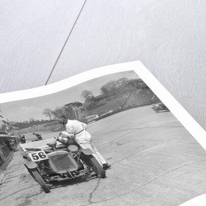 J Reeves and HHB Beacon's Austin Ulster in the pits, JCC Double Twelve race, Brooklands, 1931 by Bill Brunell