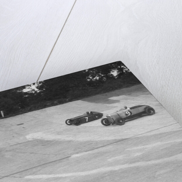 Austin 747 cc works racer and another car on the Members Banking at Brooklands by Bill Brunell