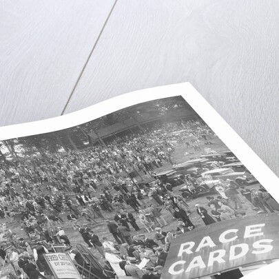 Crowds attending a motor race at Brooklands by Bill Brunell